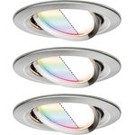 Paulmann Coin 92965 Nova Plus LED Einbauleuchte SmartHome Zigbee Set rund schwenkbar incl. 3x2,5 Watt RGBW dimmbar Einbaustrahler Eisen gebürstet Spot Alu Zink Einbaulampe 2700 K, 7.5 W
