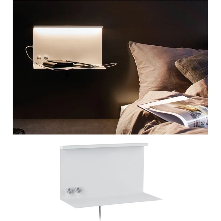 Paulmann 78919 LED Wandleuchte Jarina mit Ablage incl. 1x4,5 - 1x1,6 Watt dimmbar Wand-Leselampe Weiß Leseleuchte Metall Wandlampe 3000 K, 4.5 W – Bild 2