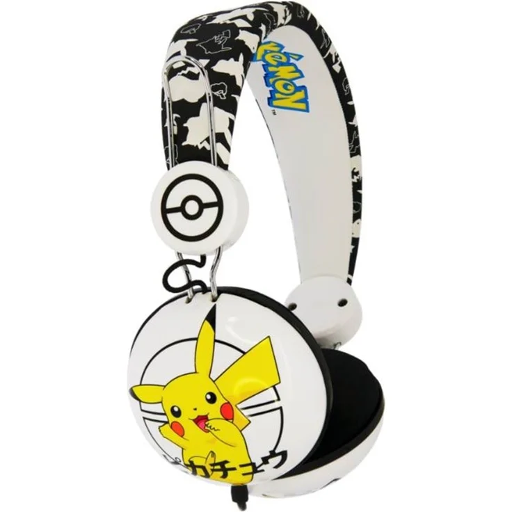 OTL Technologies TWEEN Kinder Kopfhörer Pokemon Pikachu (faltbar, Gepolsterte Bügel, Buntes Comic Design, für Jungen und Mädchen) Weiß-Schwarz – Bild 2