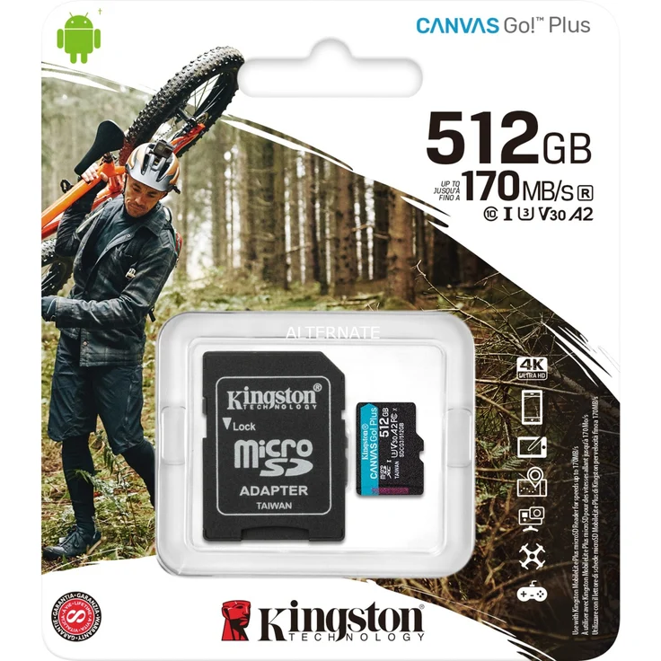 Kingston SDCG3-512GB microSD Speicherkarte ( 512GB microSDXC Canvas Go Plus 170R A2 U3 V30 mit SD Adapter ) – Bild 2