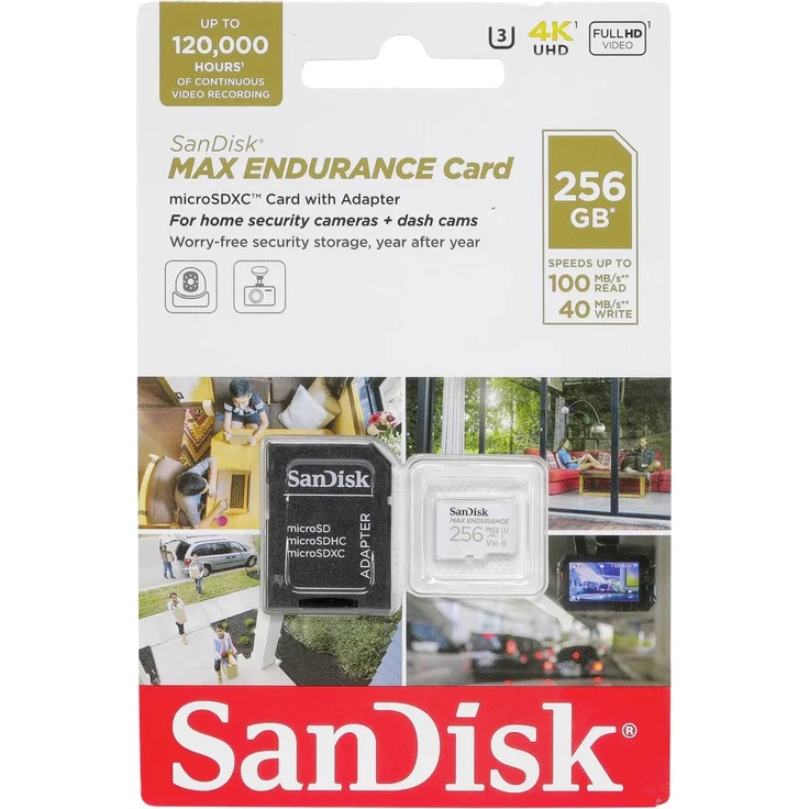 SanDisk MAX ENDURAN microSD-Karte 256GB (lange Lebensdauer, bis zu 120.000 tunden aufnehmen, Full-HD, temperatur- und stoßfest, wasserresistent) – Bild 2