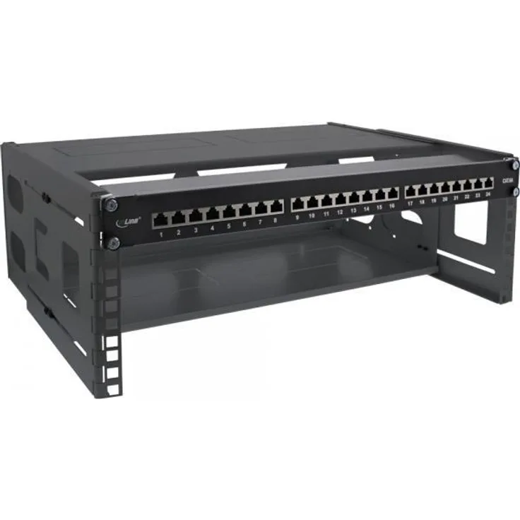 19 Rack zur Wandmontage - 4HE - 24-40cm Tiefe - mit Abdeckung - schwarz (19104B)