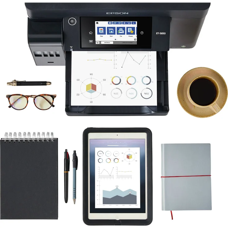 Epson EcoTank ET-5850 4-in-1 Tintenstrahl-Multifunktionsgerät (Drucker, Scanner, Kopierer, Fax) Auflösung: 1200 x 4800, USB, LAN, WLAN, Mobile Print, AirPrint, Wi-Fi Direct, Cloud Print (C11CJ29401) – Bild 12