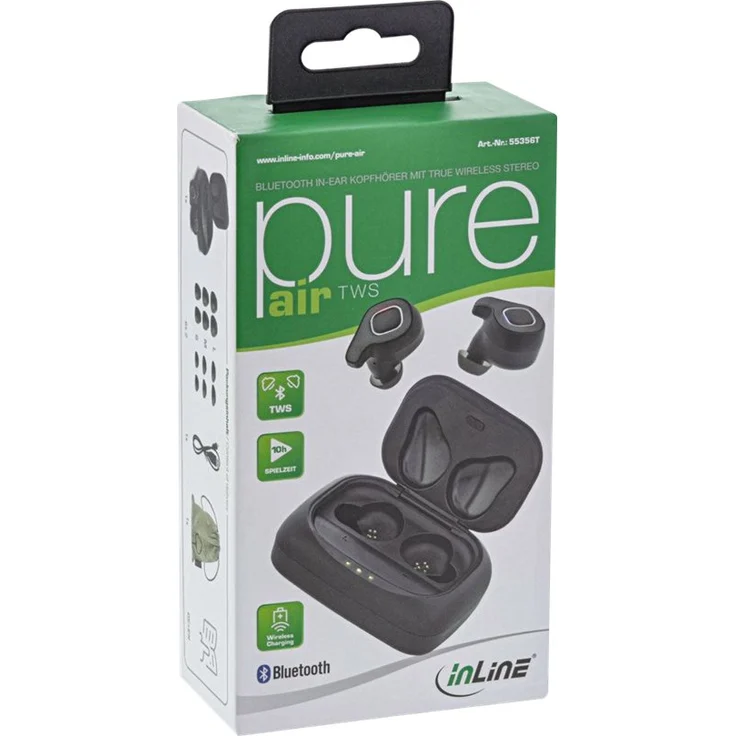 InLine 55356T PURE Air TWS, Bluetooth In-Ear Kopfhörer mit True wireless Stereo, mit Qi-Case PowerBank – Bild 5