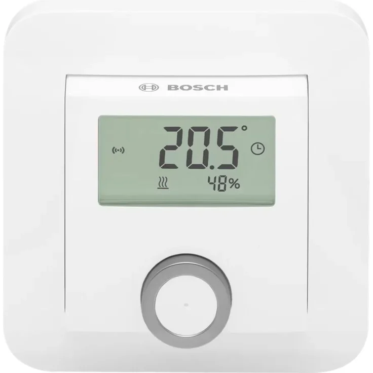 Bosch Smart Home Raumthermostat für Heizkörperthermostate, inklusive Feuchtigkeitsanzeige, kompatibel mit Google Assistant und Alexa, weiß (8750001259) – Bild 1