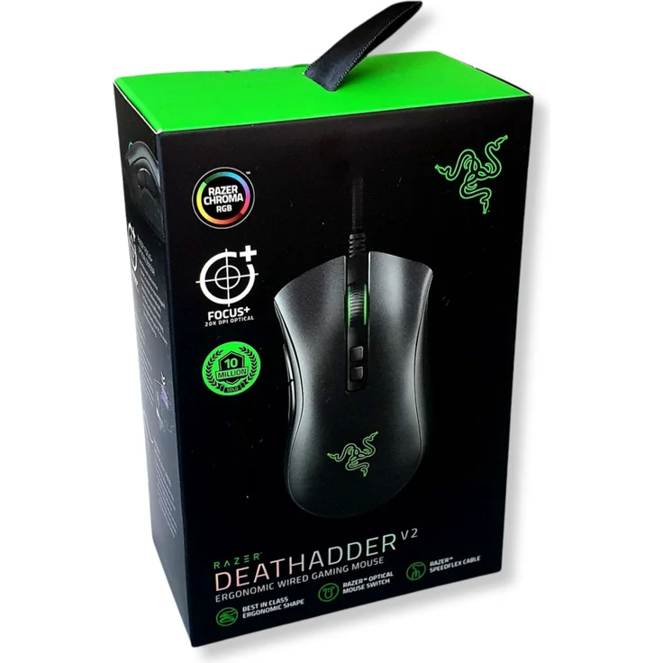 Razer DeathAdder V2 - Gaming-Maus mit klassenbester Ergonomie, Schnellsten Maus-Switches, Optischer Focus+ 20K DPI Sensor, Speedflex Kabel, Chroma RGB, 8 Programmierbare Tasten) – Bild 4