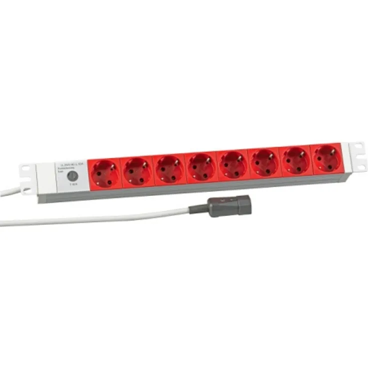 EFB 19" 1HE Steckdosenleiste 8xCEE 7/3 rot, Zuleitung C14