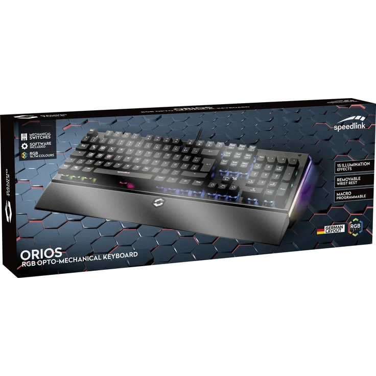 SPEEDLINK ORIOS - Tastatur - Hintergrundbeleuchtung - USB - Deutsch QWERTZ - Schwarz (SL-670010-BK-01) – Bild 2