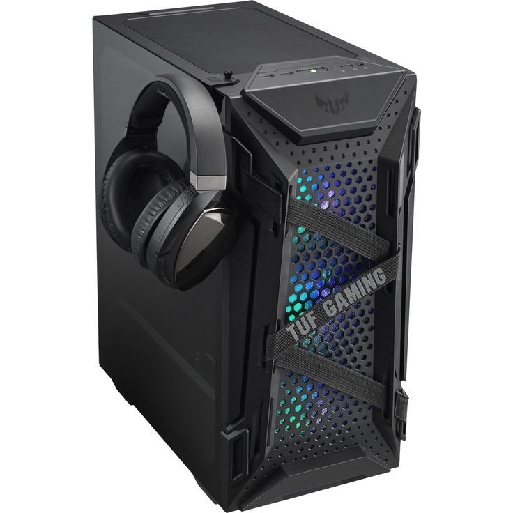 ASUS TUF Gaming GT301 kompaktes PC Gehäuse (Mid-Tower, Seitenwand aus Glas, 120mm Aura-RGB-Lüfter, Aura Sync, Kopfhörerhalterung) – Bild 3