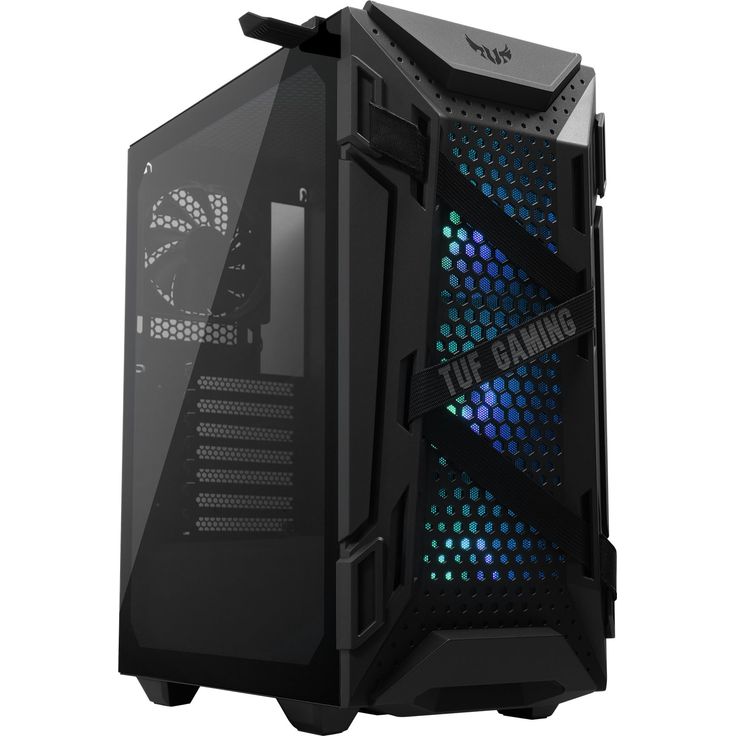 ASUS TUF Gaming GT301 kompaktes PC Gehäuse (Mid-Tower, Seitenwand aus Glas, 120mm Aura-RGB-Lüfter, Aura Sync, Kopfhörerhalterung) – Bild 6