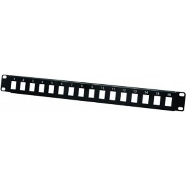 Modulträger für 16 Keystone-Anschlussbuchsen, 48,30cm (19), schwarz Zum Aufbau eines Patchfeldes mit bis zu 16 Ports (908050)