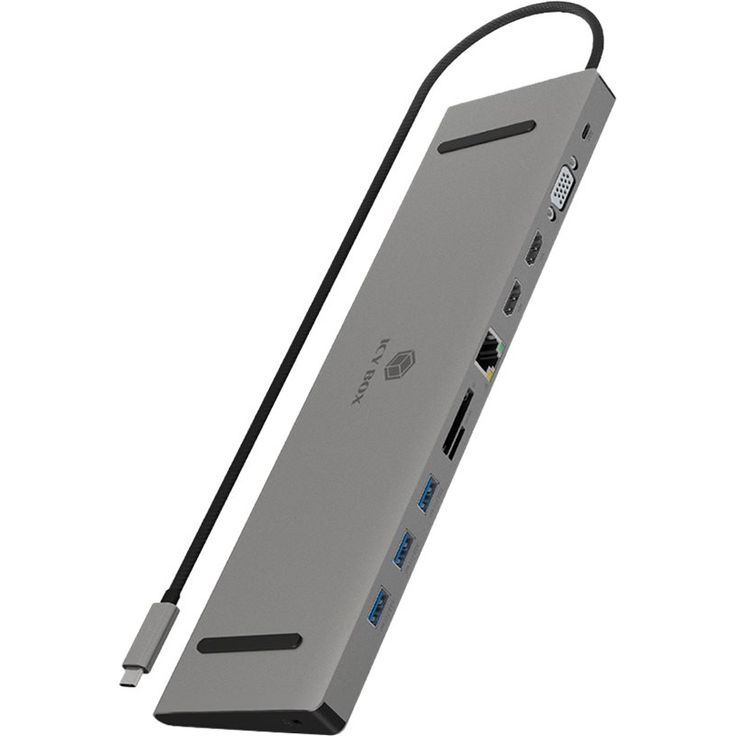 ICY BOX USB-C Docking Station für Windows, 2x HDMI, LAN, Power Delivery, USB 3.0 Hub, Kartenleser, Audio, Aluminium, Grau – Bild 10