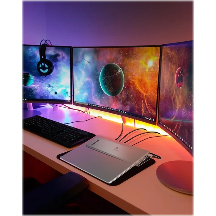 ICY BOX USB-C Docking Station für Windows, 2x HDMI, LAN, Power Delivery, USB 3.0 Hub, Kartenleser, Audio, Aluminium, Grau – Bild 7