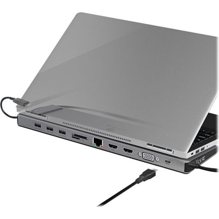 ICY BOX USB-C Docking Station für Windows, 2x HDMI, LAN, Power Delivery, USB 3.0 Hub, Kartenleser, Audio, Aluminium, Grau – Bild 8