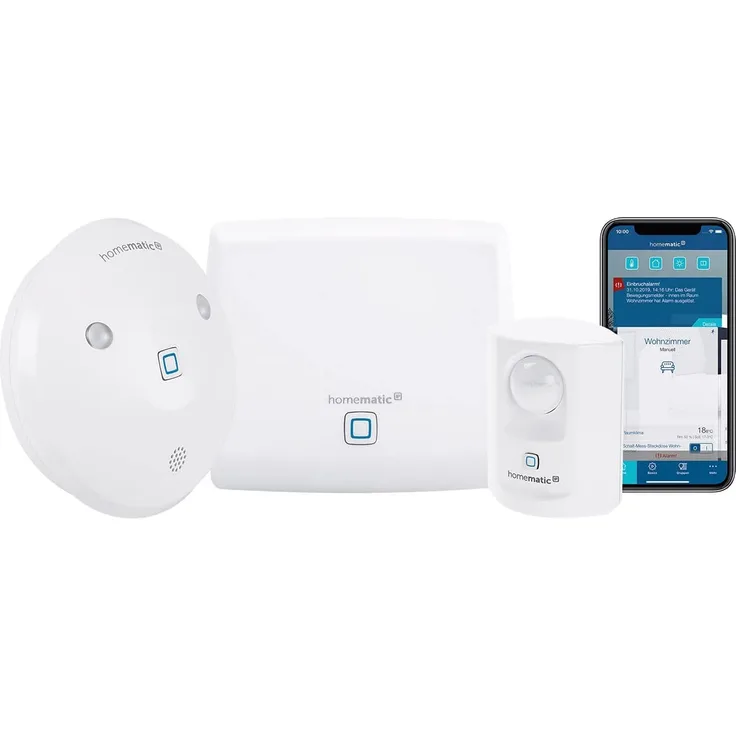 Homematic IP HmIP-SK11 Smart Home Set Sicherheit, Alarm bei Bewegung per Sirene oder per App, 1x Bewegungsmelder, 1x Alarmsirene (154593A0)