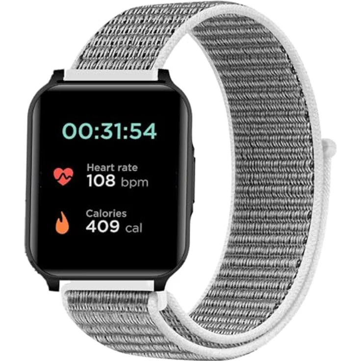 GIOPUEY Nylon Armband für Motorola Moto Watch 70, 20mm Ersatz Sport Loop, geflochtenes, atmungsaktives Armband für Damen und Herren - Grey – Bild 1