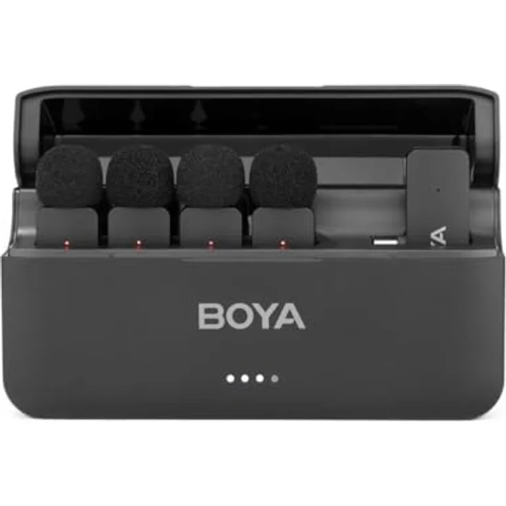 Boya BY-V4D, 4-Kanal Mini-Drahtlosmikrofon mit doppelter Geräuschunterdrückung für Smartphones und Kameras – Bild 6