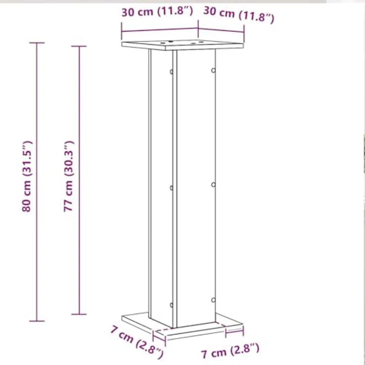 vidaXL Lautsprecherständer 2er Set, Schwarz Eichen-Optik, 30 x 30 x 80 cm, modernes Wohnzimmermöbel für Heimkinos – Bild 3