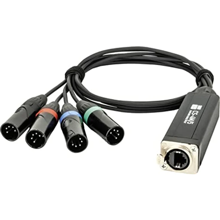 Showgear CS-4M/5, 4 Kanal DMX Shuttle Lichtsteuerung mit farbcodierten Steckern und 75 cm Kabellänge – Bild 1