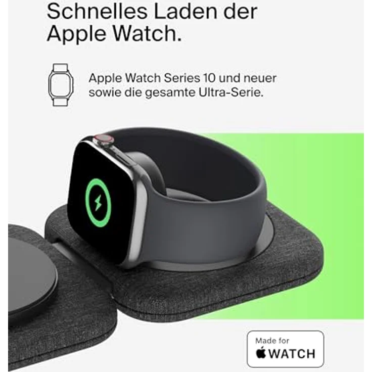Belkin BoostCharge Pro MagSafe Ladegerät, magnetische 2-in-1 Reiseladestation (15 W) für iPhone 16, Apple Watch 10 & AirPods, einklappbar, Qi2-zertifiziert – Bild 4