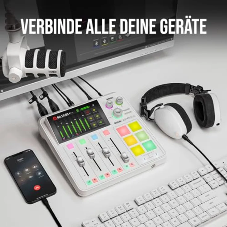 RØDE RØDECaster Duo Kompakte All-in-One Audio Produktionslösung für Podcasting, Streaming, Musikproduktion und Content-Erstellung (Weiß) – Bild 5