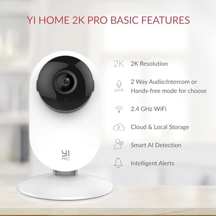 YI Pro 2K Überwachungskamera Innen mit KI-Personenerkennung, Bewegungserkennung, Push-Benachrichtigung ,Zwei-Wege-Audio,für Babyphone, Hausstier, mit Alexa funktioniert und Google Assistant – Bild 2