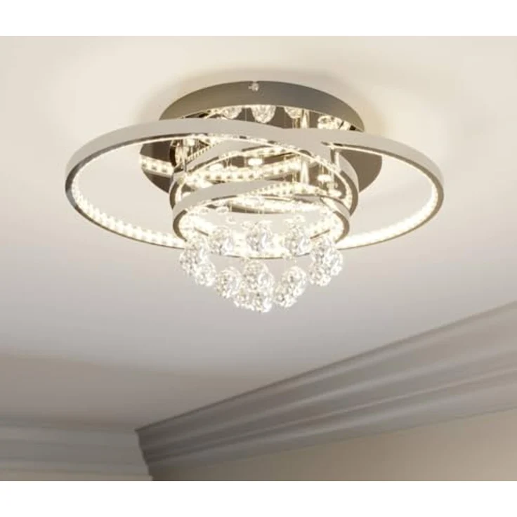 Lucande LED Deckenlampe Kristall dimmbar, Kronleuchter 37,8W LED, chrom, warmweiß 3000K, 1680lm – Bild 2