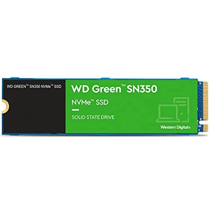 WD Green SN350 500 GB M.2 NVMe SSD, mit Lesegeschwindigkeit von 2.400 MB/Sek. und Schreibgeschwindigkeit von bis zu 1.500 MB/Sek