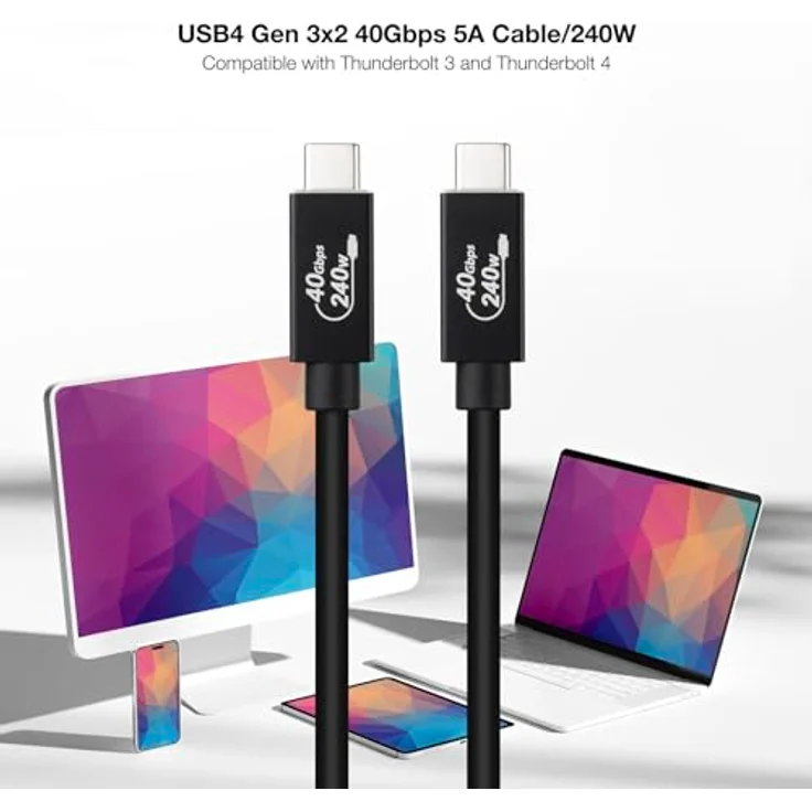 Nanocable USB-C-Kabel 10.01.5001, 1 m in Schwarz, 40 Gbps, HDR Technologie – Bild 3