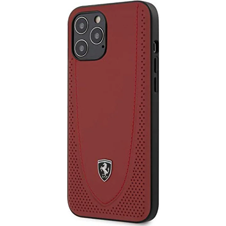 Ferrari Off Track Perforated Case für iPhone 12 Pro Max, hochwertiges Etui aus perforiertem Leder und Polycarbonat, rot – Bild 1