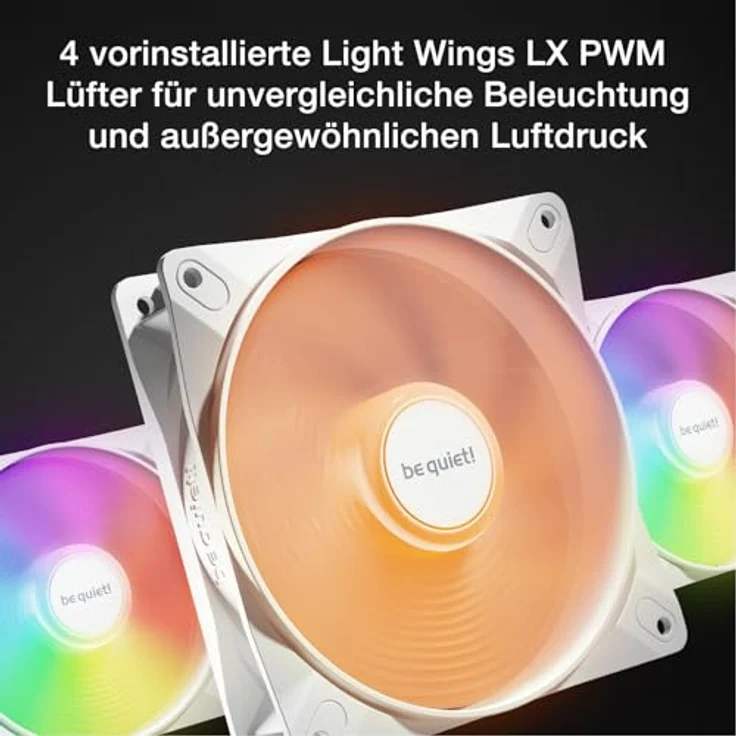be quiet! Pure Base 501 LX White PC-Gehäuse mit 4 vorinstallierten Light Wings PWM-Lüftern, ARGB-Beleuchtung, ARGB-Controller und PWM-Hub, hoher statischer Druck, USB 3.2 Gen. 2 Type C, geräumiges Design – Bild 3