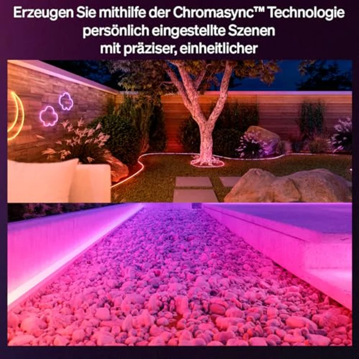Philips Hue Neon Outdoor, 10-Meter Mehrfarbiger LED-Lightstrip mit 1100 lm, Wetterfest, Flexible Außenbeleuchtung, Chromasync™-Farbmischung, App- und Sprachsteuerung – Bild 5