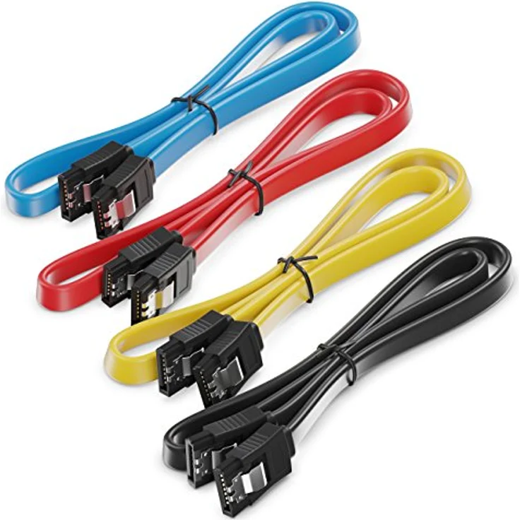 SET - 4x deleyCON [0,5m] S-ATA 3 Kabel - PREMIUM SATA 3 HDD / SSD Datenkabel mit Clip - 2x Stecker gerade - bis 6 Gbit/s - Länge: 50cm / Farbe: Gelb/Rot/Blau/Schwarz – Bild 5