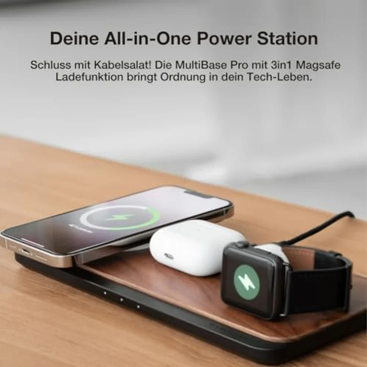 Woodcessories - Magnetisches Ladegerät aus Holz dunkel kompatibel mit MagSafe | Wireless Charger aus Holz kompatibel mit Allen Qi-fähigen Endgeräten – Bild 2
