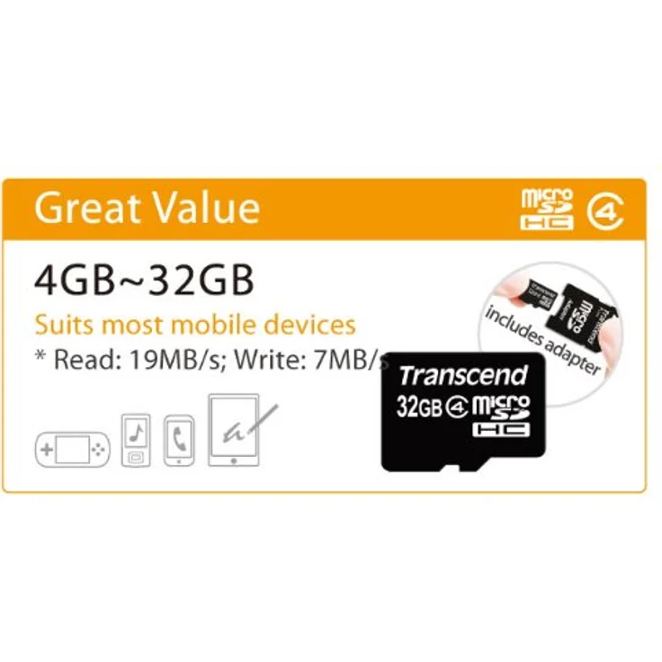 Transcend Micro SDHC 32GB Class 4 Speicherkarte mit SD-Adapter – Bild 5