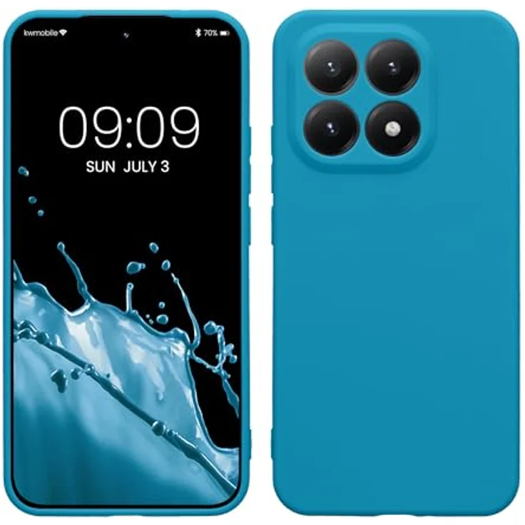 kwmobile Handyhülle für Xiaomi 15T, weiche Silikonhülle in Karibikblau, elastisch und reißfest mit präzisen Ausschnitten für Knöpfe und Kamera – Bild 1