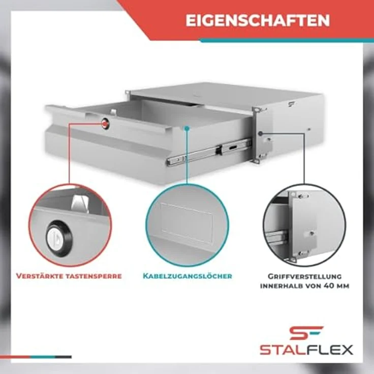 STALFLEX Server Netzwerkschrank 19 Zoll Schublade 3U 320mm - Hochbelastbarer Stahl - Effizientes Kabelmanagement - Karbonstahl - Serverschrank, kompatibel mit Rack Schränken und Rack Schienen – Bild 3