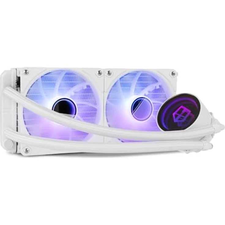 NOX XTREME PRODUCTS HUMMER M-240, ARGB-Flüssigkeitskühlung mit 2 x 120mm Lüftern, PWM-Steuerung und Infinity-Spiegeleffekt, kompatibel mit Intel und AMD, weiß – Bild 1