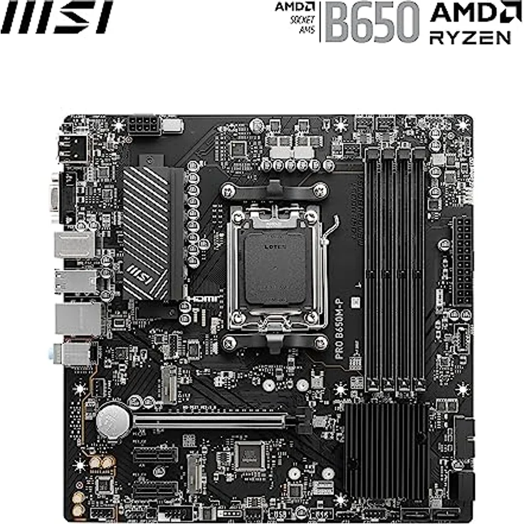 MSI PRO B650M-P Motherboard, Micro-ATX - Unterstützt AMD Ryzen 7000 Series Prozessoren, AM5 - DDR5 Memory Boost 6000+MHz/OC, 1 x PCIe 4.0 x16, 2 x M.2 Gen4, 2.5G LAN – Bild 2