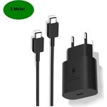 Ventarent 2 Meter Schnellladegerät 25W USB C Samsung Galaxy S25 S24, S23, S22, S21, S20, S10 Ultra + Edge Ladekabel mit Super Fast Charging