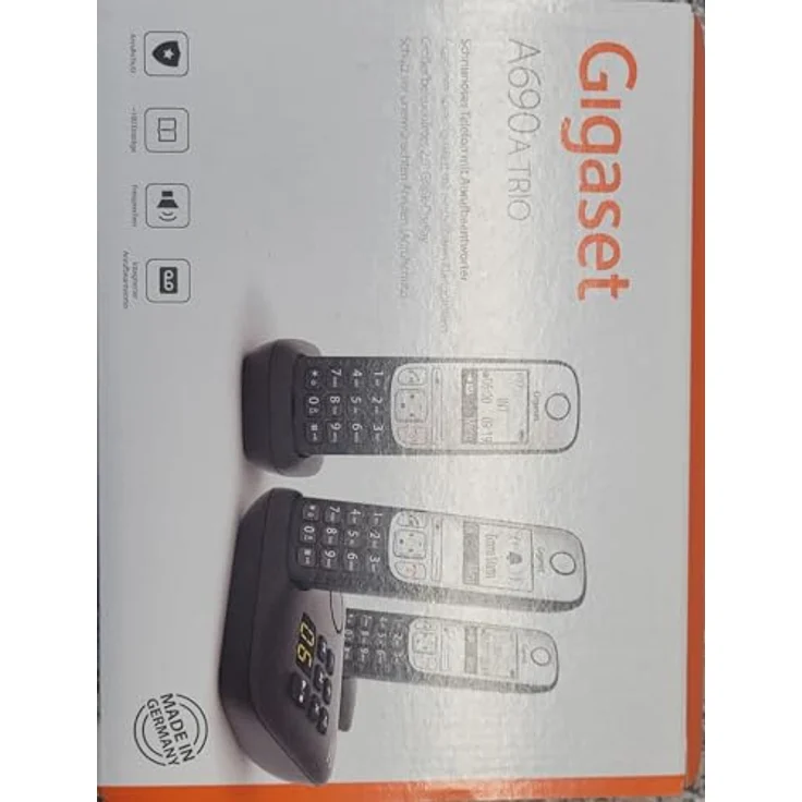 Gigaset A690 AM TRIO DECT Schnurlostelefon mit 3 Mobilteilen, Anrufbeantworter und beleuchtetem Display, Schwarz – Bild 4