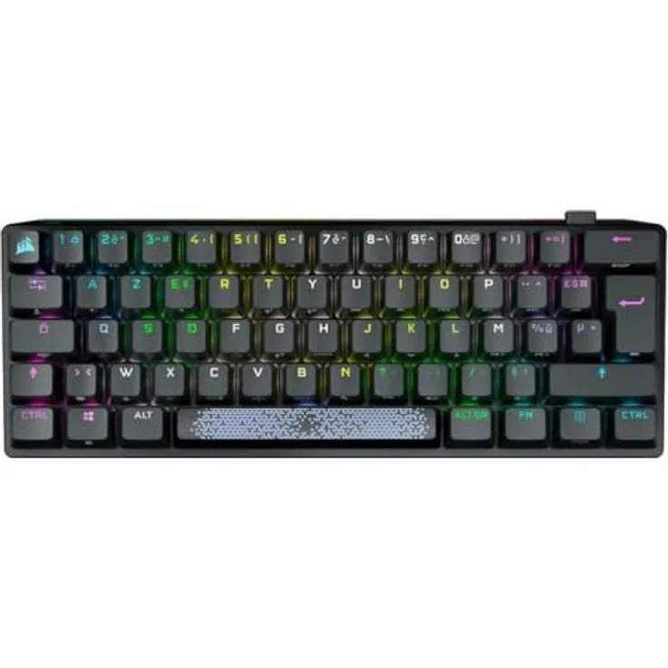 Corsair K70 Pro Mini Wireless, mechanische Gaming-Tastatur im 60% Format mit Cherry MX Red Switches, PBT Double-Shot-Tastenkappen, RGB-Beleuchtung, AZERTY FR, Schwarz