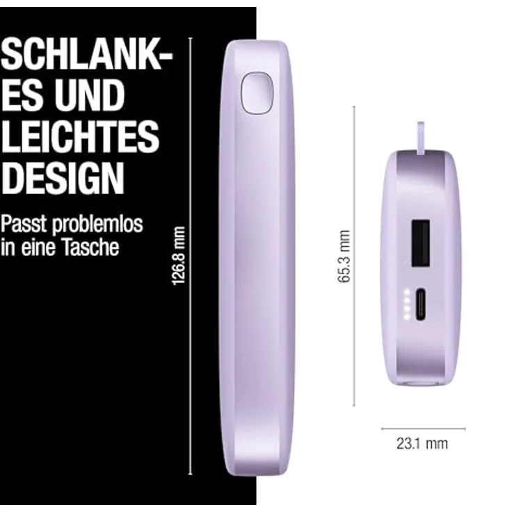 Fresh 'n Rebel Powerbank 12000mAh - USB-C in & Out, Fast Charge 20W, 6 Sicherheitsmerkmale, tragbarer Akku für iPhone und Android (Dreamy Lilac) – Bild 5