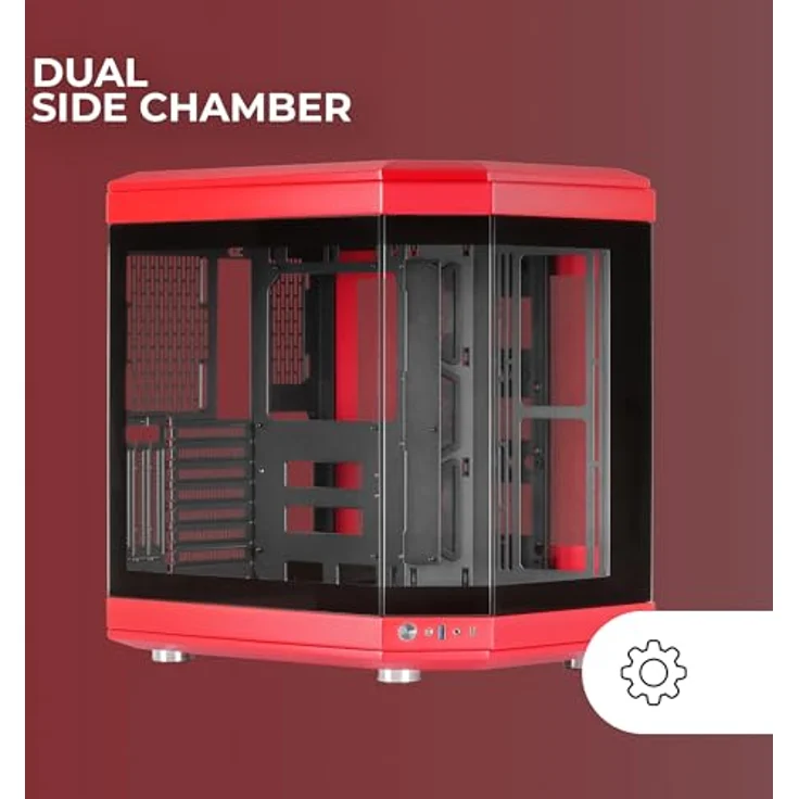 Mars Gaming MC-3T, Midi Tower PC Gehäuse in Rot, ATX/micro ATX/Mini-ITX, drei gehärtete Glasplatten, optimiertes Kühlsystem – Bild 3
