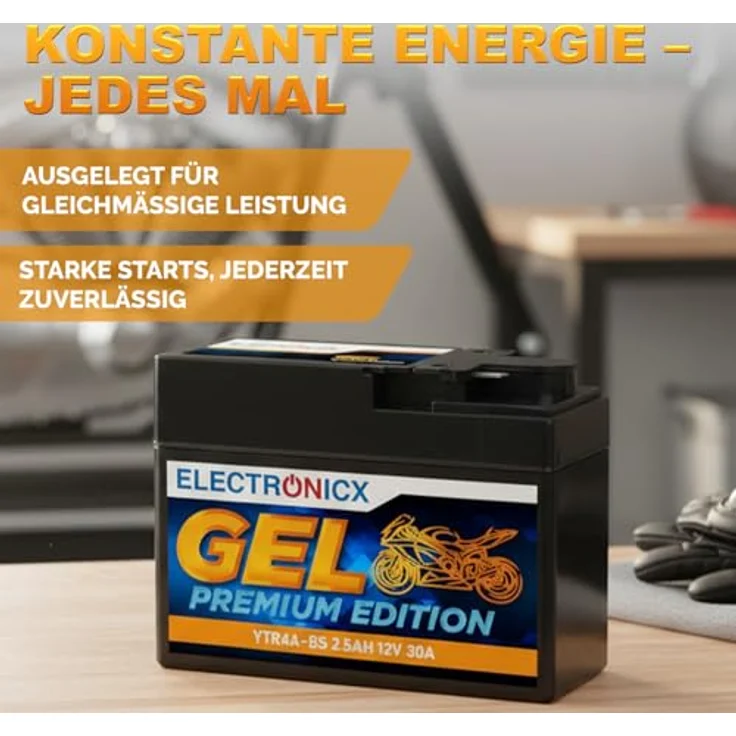 Electronicx YTR4A-BS GEL Batterie 2.5Ah 12V, wartungsfrei, auslaufsicher, rüttelfest, tiefentladungsfest für Roller, Scooter und Moped – Bild 4