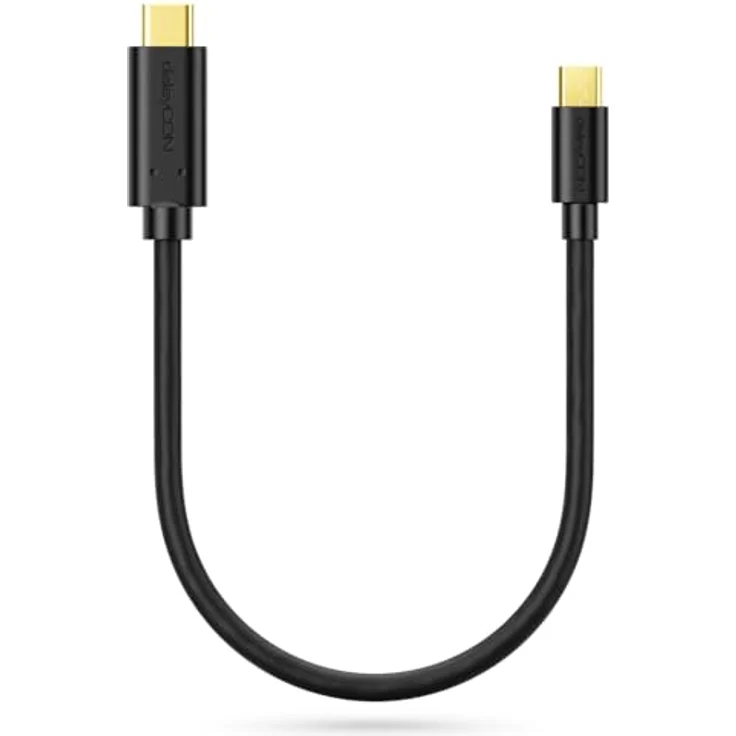 deleyCON 0,15m USB-C auf Micro-USB Kabel - Ladekabel und Datenkabel für Handy, Smartphone, Tablet - Schwarz – Bild 4