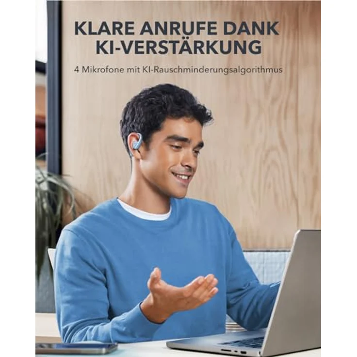 Soundcore Soundcore AeroFit True Wireless-Kopfhörer mit Mikrofon, offenes Ohr, Bluetooth - Cozy Blue – Bild 5