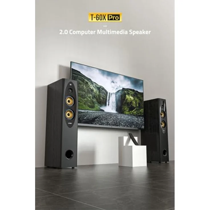 F&D T-60X Pro Bluetooth Tower Lautsprecher, 240W Peak Power, Schwarz, 2.0 K, USB AUX, optischer Touchscreen, Fernbedienung, Funkmikrofon – Bild 2