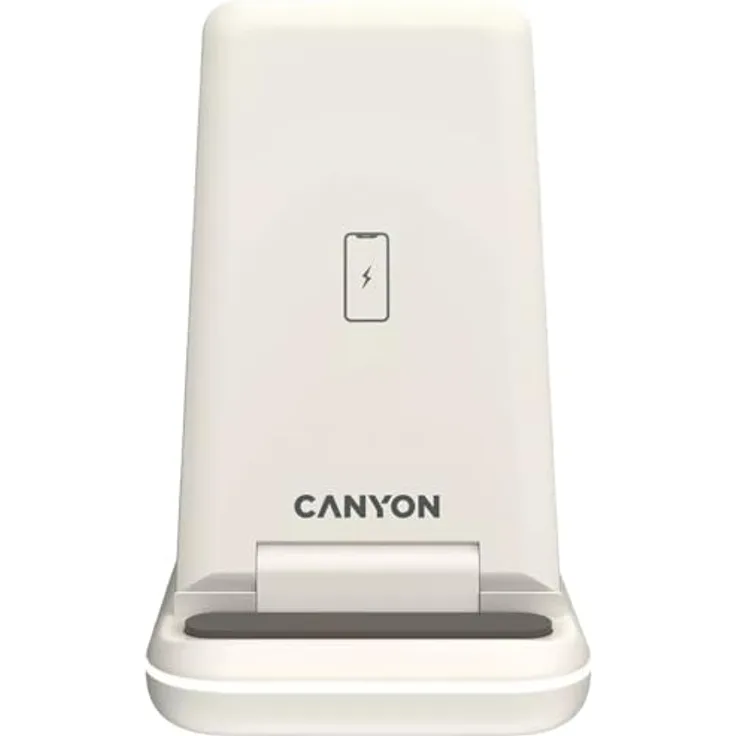 CANYON WS-304 15W 3-in-1 Kabelloses Ladegerät, Cosmic Latte, Qi-zertifiziert mit Typ C-Anschluss und LED-Anzeige
