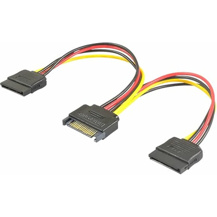 Bolwins K14S SATA Verlängerungskabel 15 Pin auf 2 x SATA Buchse, Y-Stromadapter Splitter für SSD/HDD, 20 cm Länge, universelle Kompatibilität